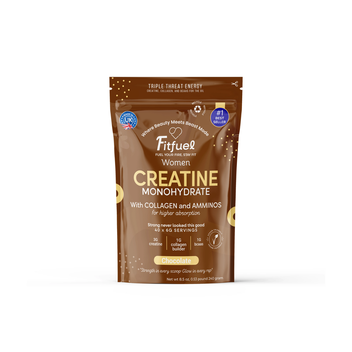 Fitfuel Women Creatine Monohydrate with Collagen & Aminos – Chocolate